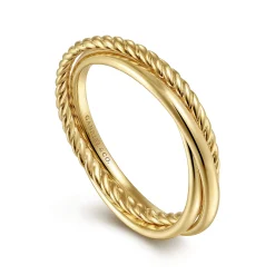 Best Gabriel & Co. 14K Yellow Gold Twisted Rope Criss Cross Ring