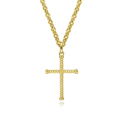 Gabriel & Co. 14K Yellow Gold Twisted Rope Cross Pendant