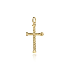 Online Gabriel & Co. 14K Yellow Gold Twisted Rope Cross Pendant with Diamonds
