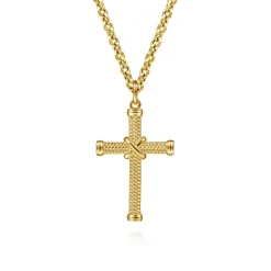 Online Gabriel & Co. 14K Yellow Gold Twisted Rope Cross Pendant with X Center