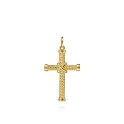 Online Gabriel & Co. 14K Yellow Gold Twisted Rope Cross Pendant with X Center