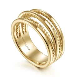 Discount Gabriel & Co. 14K Yellow Gold Twisted Rope Wide Ring Band
