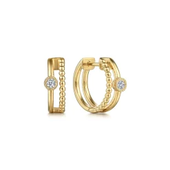Hot Gabriel & Co. 14K Yellow Gold Two Row Diamond Bujukan Huggies