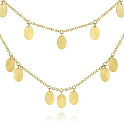 Outlet Gabriel & Co. 14K Yellow Gold Two Strand Necklace with Oval Shape Drops