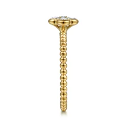 Gabriel & Co. 14K Yellow Gold White Sapphire Cluster Clover and Bujukan Bead Stackable Ring