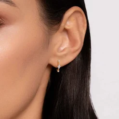 Sale Gabriel & Co. 14K Yellow Gold White Sapphire J Hoop Earrings