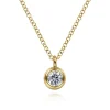 Best Gabriel & Co. 14K Yellow Gold White Sapphire Pendant Necklace