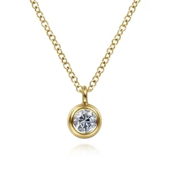 Best Gabriel & Co. 14K Yellow Gold White Sapphire Pendant Necklace