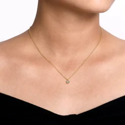 Best Gabriel & Co. 14K Yellow Gold White Sapphire Pendant Necklace