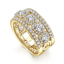 Best Gabriel & Co. 14K Yellow Gold Wide Diamond Anniversary Band - 1.9 ct