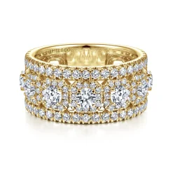 Best Gabriel & Co. 14K Yellow Gold Wide Diamond Anniversary Band - 1.9 ct