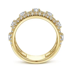 Best Gabriel & Co. 14K Yellow Gold Wide Diamond Anniversary Band - 1.9 ct