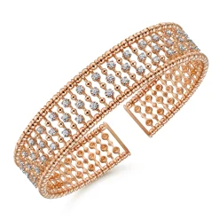 Discount Gabriel & Co. 14K Yellow Gold Wide Diamond Cage Cuff Bracelet