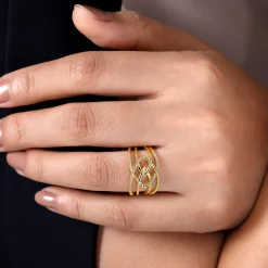 Sale Gabriel & Co. 14K Yellow Gold Wide Intersecting Twisted Rope Ring