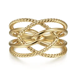 Sale Gabriel & Co. 14K Yellow Gold Wide Intersecting Twisted Rope Ring