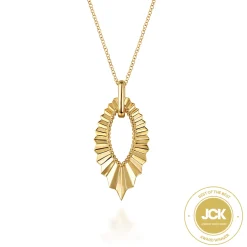 Clearance Gabriel & Co. 14K Yellow Plain Gold Augmented Marquise Shape Diamond Cut Pendant Necklace