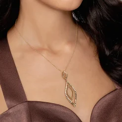 Sale Gabriel & Co. 14K Yellow Plain Gold Bujukan and Diamond Cut Texture Marquise Drop Necklace