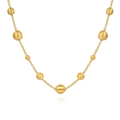 Clearance Gabriel & Co. 14K Yellow Plain Gold Bujukan Ball Station Necklace