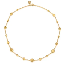Clearance Gabriel & Co. 14K Yellow Plain Gold Bujukan Ball Station Necklace