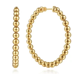 Outlet Gabriel & Co. 14K Yellow Plain Gold Bujukan Beads Classic Hoop Earrings