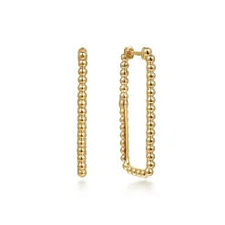 Best Gabriel & Co. 14K Yellow Plain Gold Bujukan Beads 30mm Rectangle Hoop Earrings
