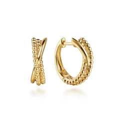 Discount Gabriel & Co. 14K Yellow Plain Gold Bujukan Criss Cross Huggie Earrings