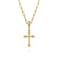 Online Gabriel & Co. 14K Yellow Plain Gold Bujukan Cross Charm Pendant With Detachable Bail