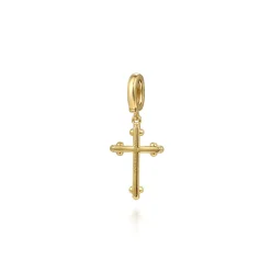 Online Gabriel & Co. 14K Yellow Plain Gold Bujukan Cross Charm Pendant With Detachable Bail