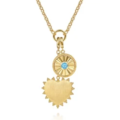 Clearance Gabriel & Co. 14K Yellow Plain Gold Bujukan Engravable Heart Medallion Pendant With Detachable Bail