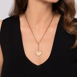 Clearance Gabriel & Co. 14K Yellow Plain Gold Bujukan Engravable Heart Medallion Pendant With Detachable Bail