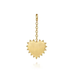 Clearance Gabriel & Co. 14K Yellow Plain Gold Bujukan Engravable Heart Medallion Pendant With Detachable Bail