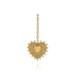 Clearance Gabriel & Co. 14K Yellow Plain Gold Bujukan Engravable Heart Medallion Pendant With Detachable Bail