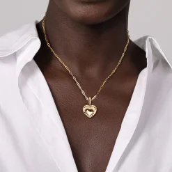New Gabriel & Co. 14K Yellow Plain Gold Bujukan Heart Medallion Pendant With Detachable Bail