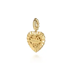 New Gabriel & Co. 14K Yellow Plain Gold Bujukan Heart Medallion Pendant With Detachable Bail