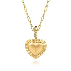 New Gabriel & Co. 14K Yellow Plain Gold Bujukan Heart Medallion Pendant With Detachable Bail