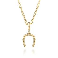 Sale Gabriel & Co. 14K Yellow Plain Gold Bujukan Horseshoe Charm Pendant With Detachable Bail