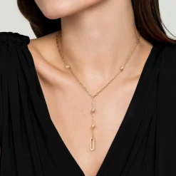 Hot Gabriel & Co. 14K Yellow Plain Gold Bujukan Link Chain Y Necklace