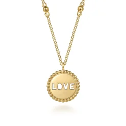 Sale Gabriel & Co. 14K Yellow Plain Gold Bujukan Love Medallion Necklace