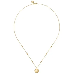 Sale Gabriel & Co. 14K Yellow Plain Gold Bujukan Love Medallion Necklace