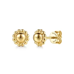New Gabriel & Co. 14K Yellow Plain Gold Bujukan Stud Earrings