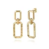 Best Gabriel & Co. 14K Yellow Plain Gold Diamond Cut Link Stud Drop Earrings