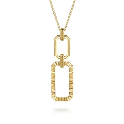 Online Gabriel & Co. 14K Yellow Plain Gold Diamond Cut Link Pendant Necklace