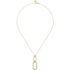 Online Gabriel & Co. 14K Yellow Plain Gold Diamond Cut Link Pendant Necklace