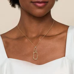 Online Gabriel & Co. 14K Yellow Plain Gold Diamond Cut Link Pendant Necklace