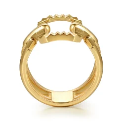 Online Gabriel & Co. 14K Yellow Plain Gold Diamond Cut Link Wide Band Ring