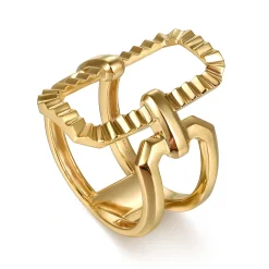 Online Gabriel & Co. 14K Yellow Plain Gold Diamond Cut Link Wide Band Ring
