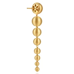 New Gabriel & Co. 14K Yellow Plain Gold Graduating Bujukan Beads Stud Drop Earrings