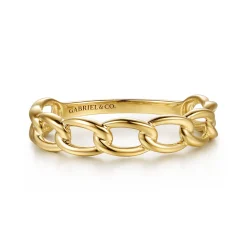 Sale Gabriel & Co. 14K Yellow Plain Gold Link Chain Stackable Ring