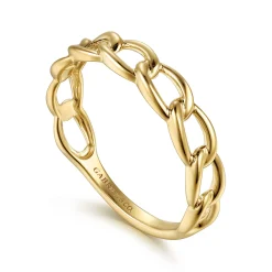 Sale Gabriel & Co. 14K Yellow Plain Gold Link Chain Stackable Ring