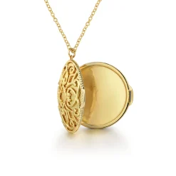 Discount Gabriel & Co. 14K Yellow Plain Gold Locket Pendant Necklace